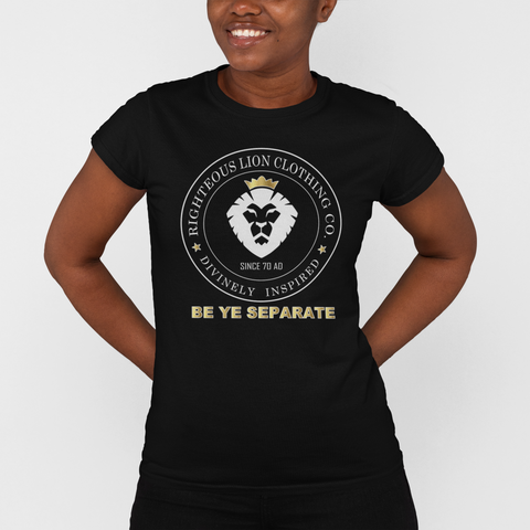 Women's Black Righteous Lion Logo Tee